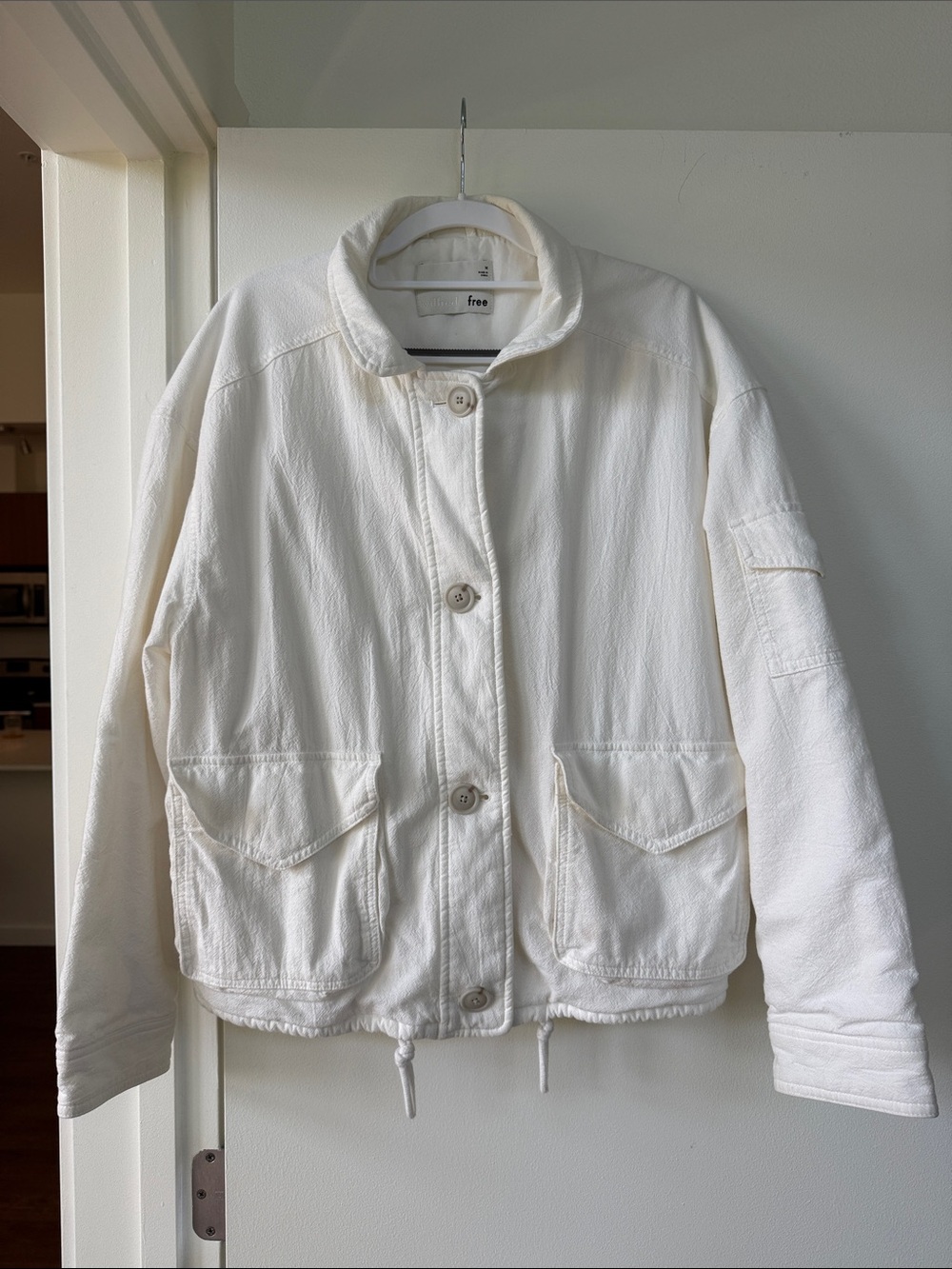 Aritzia Cream Button-Front Utility Jacket